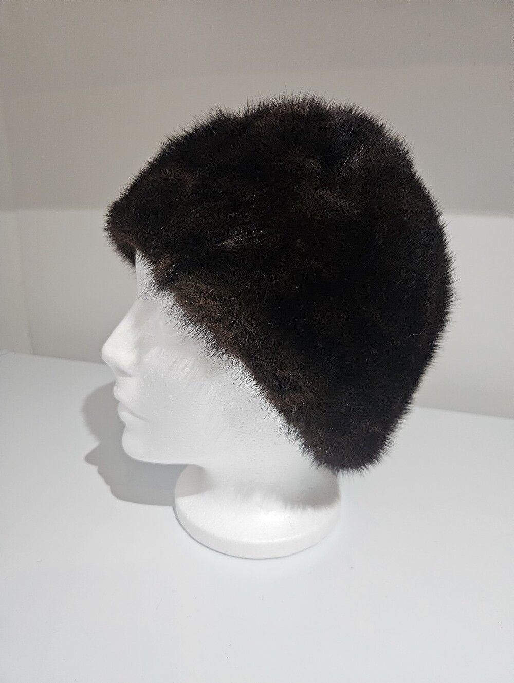 Dark Brown Soft Fur Hat Cap Size XS 20.5" Head Circumfrence